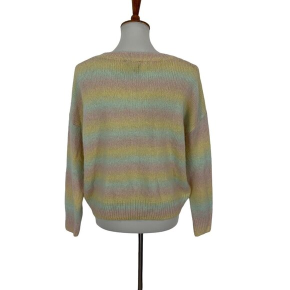 Lumiere Pastel Rainbow Striped Knit Sweater Soft Cozy Pullover Medium - Picture 3 of 5